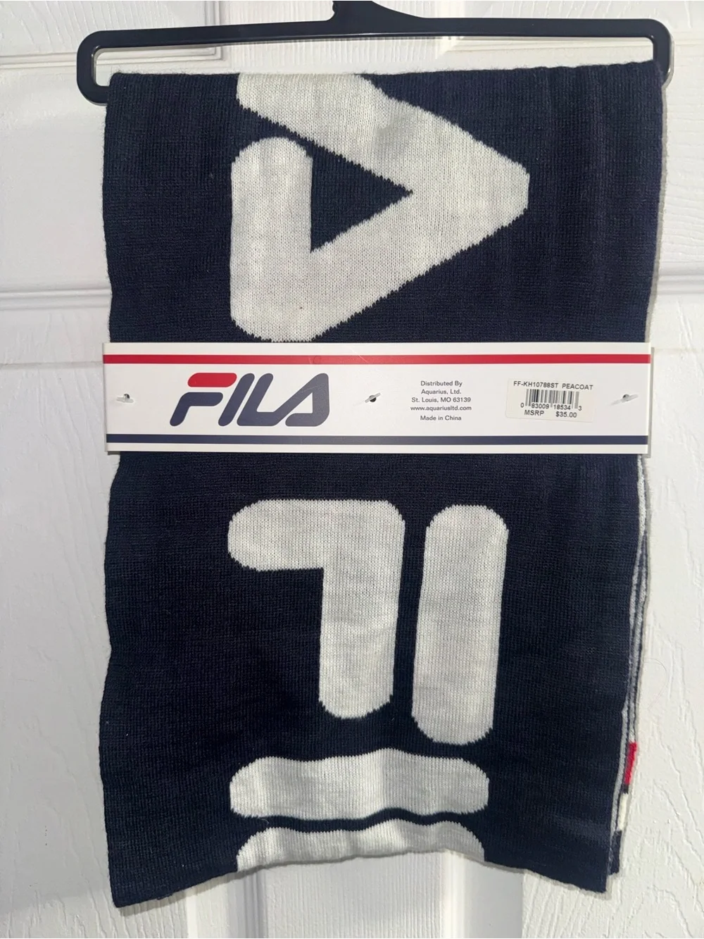 FILA Knit Hat & Scarf Set in Navy, Red, White